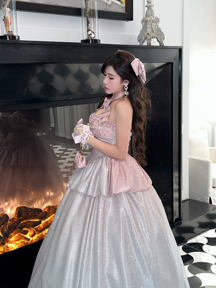 gradient glitter pink rich family daughter style