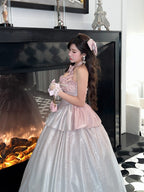 gradient glitter pink rich family daughter style