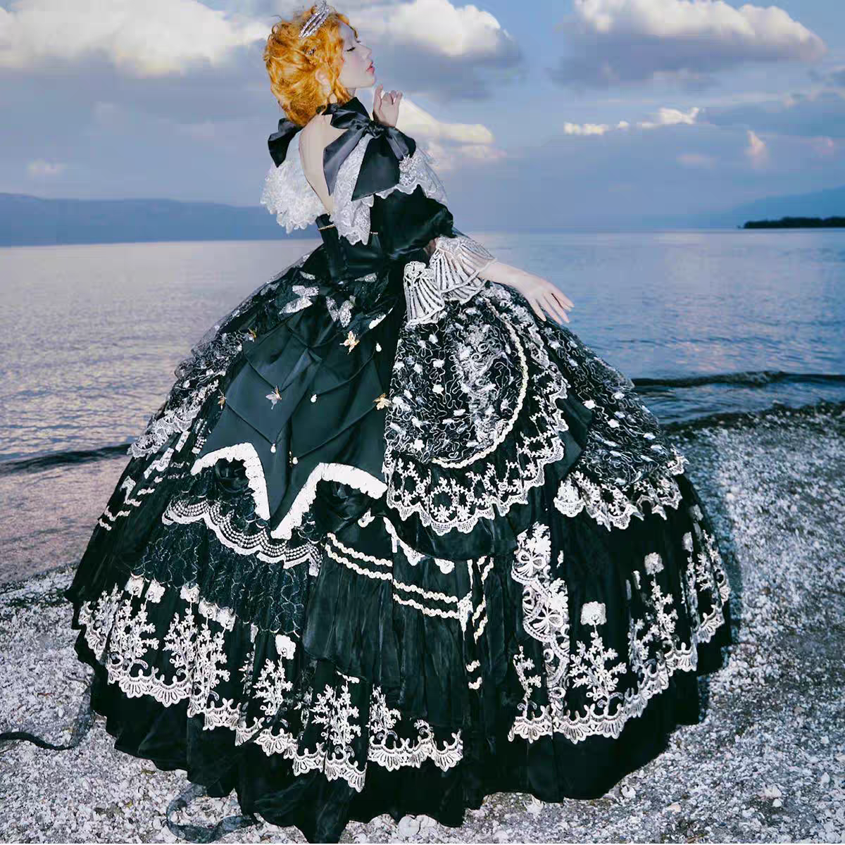 Rococo antique wedding dress French heavy industry vintage classical