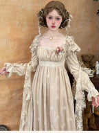 Tail [Little Rose] QUEENSWORDS Imperial Dress Pure Cotton Pavé Embroidered Antique Sense Embroidery