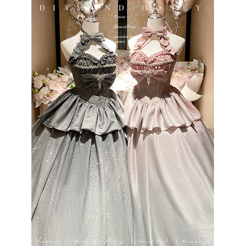 gradient glitter pink rich family daughter style