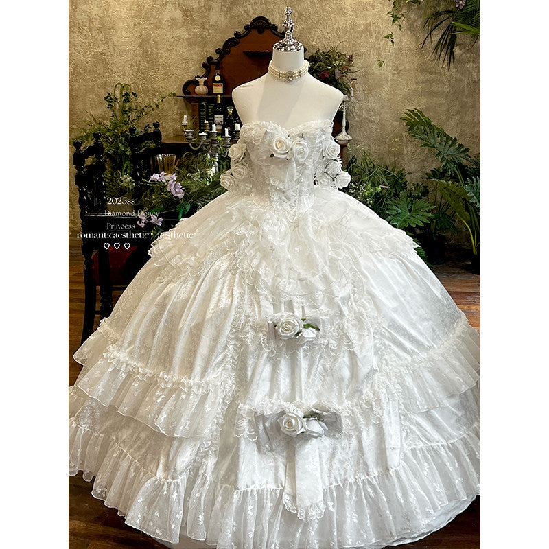 Autumn and winter long dresses, princess style coming-of-age ceremony wedding dresses, engagement toasts