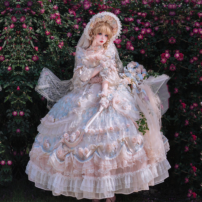 Original gorgeous bride Lolita maxi dress Summer tea party style dress