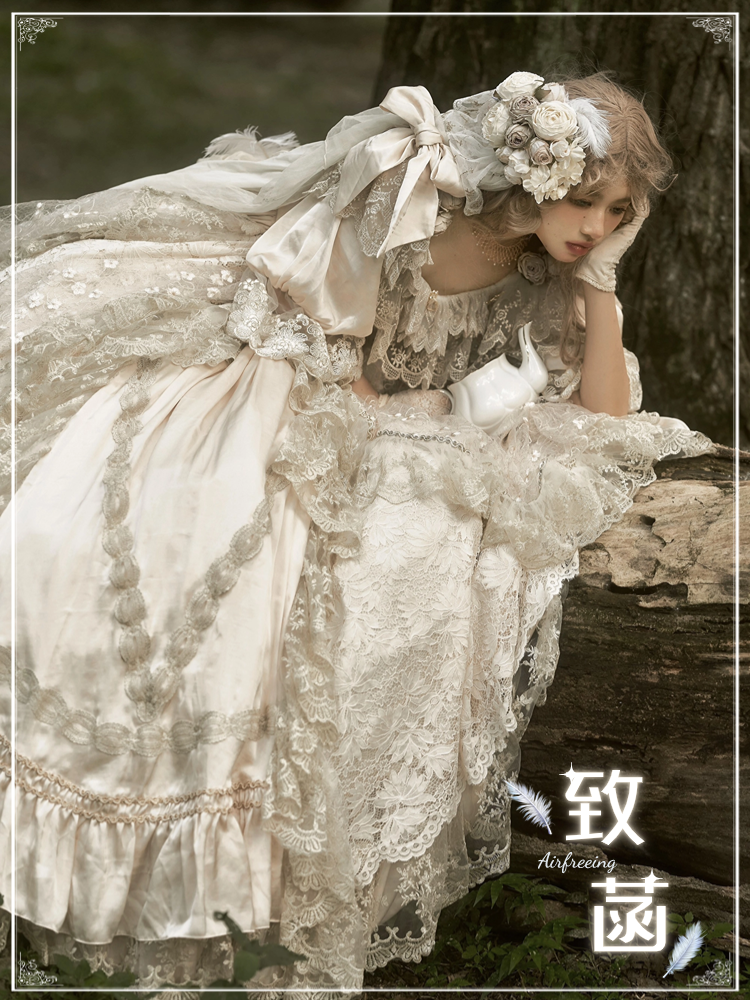 Rococo antique wedding dress French heavy industry vintage classical