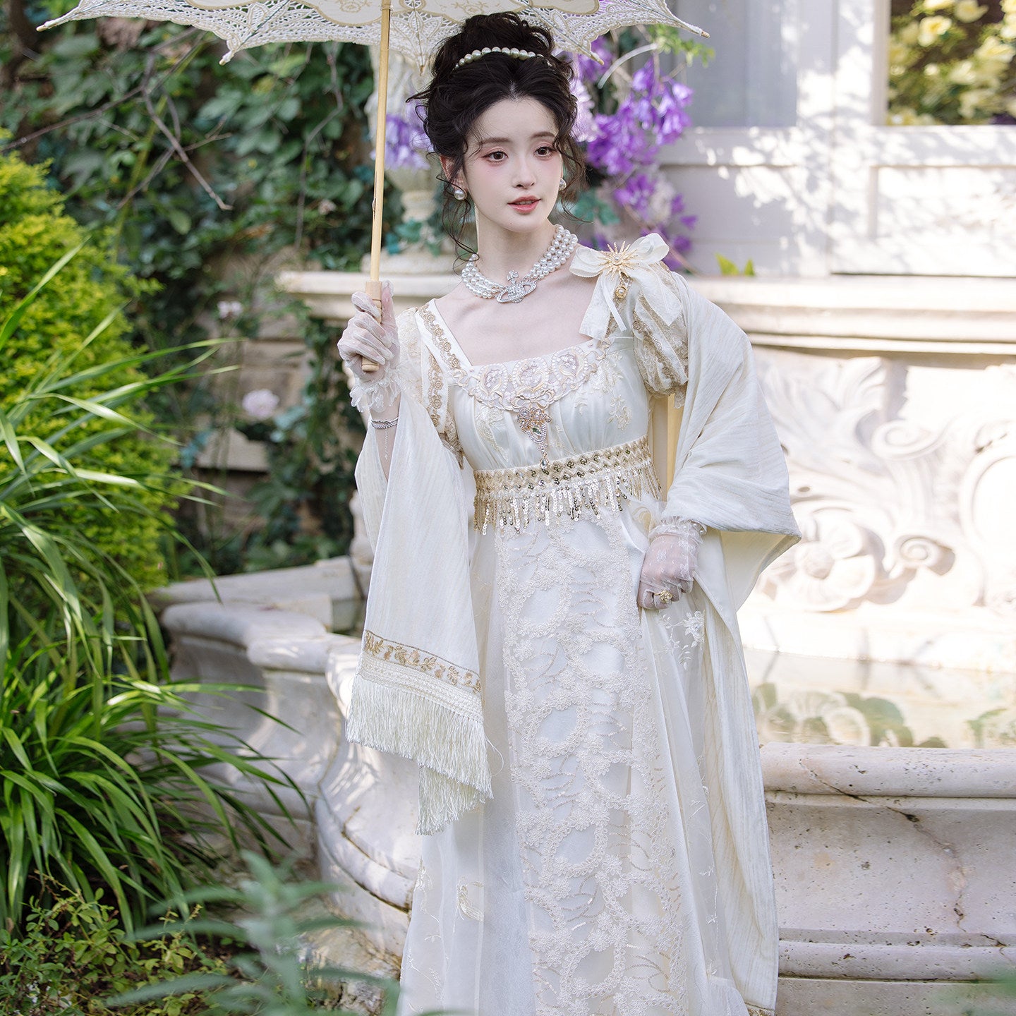 Luna Manor Retro Gorgeous Imperial Dress Elegant Heavy Painting Dress Skirt