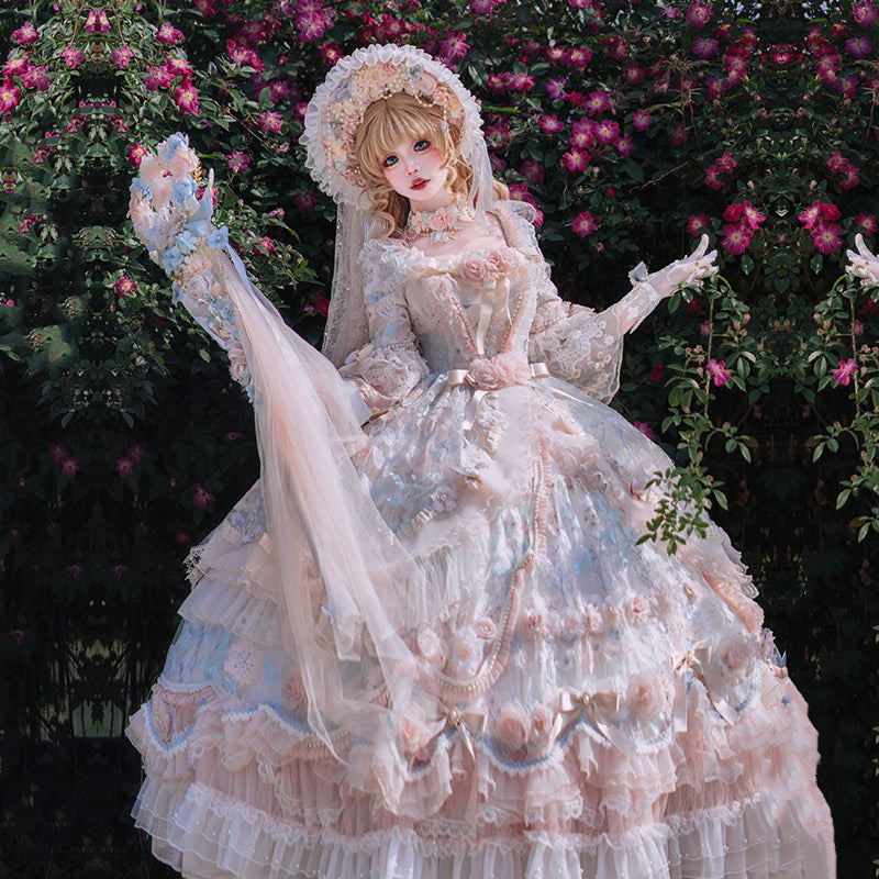 Original gorgeous bride Lolita maxi dress Summer tea party style dress