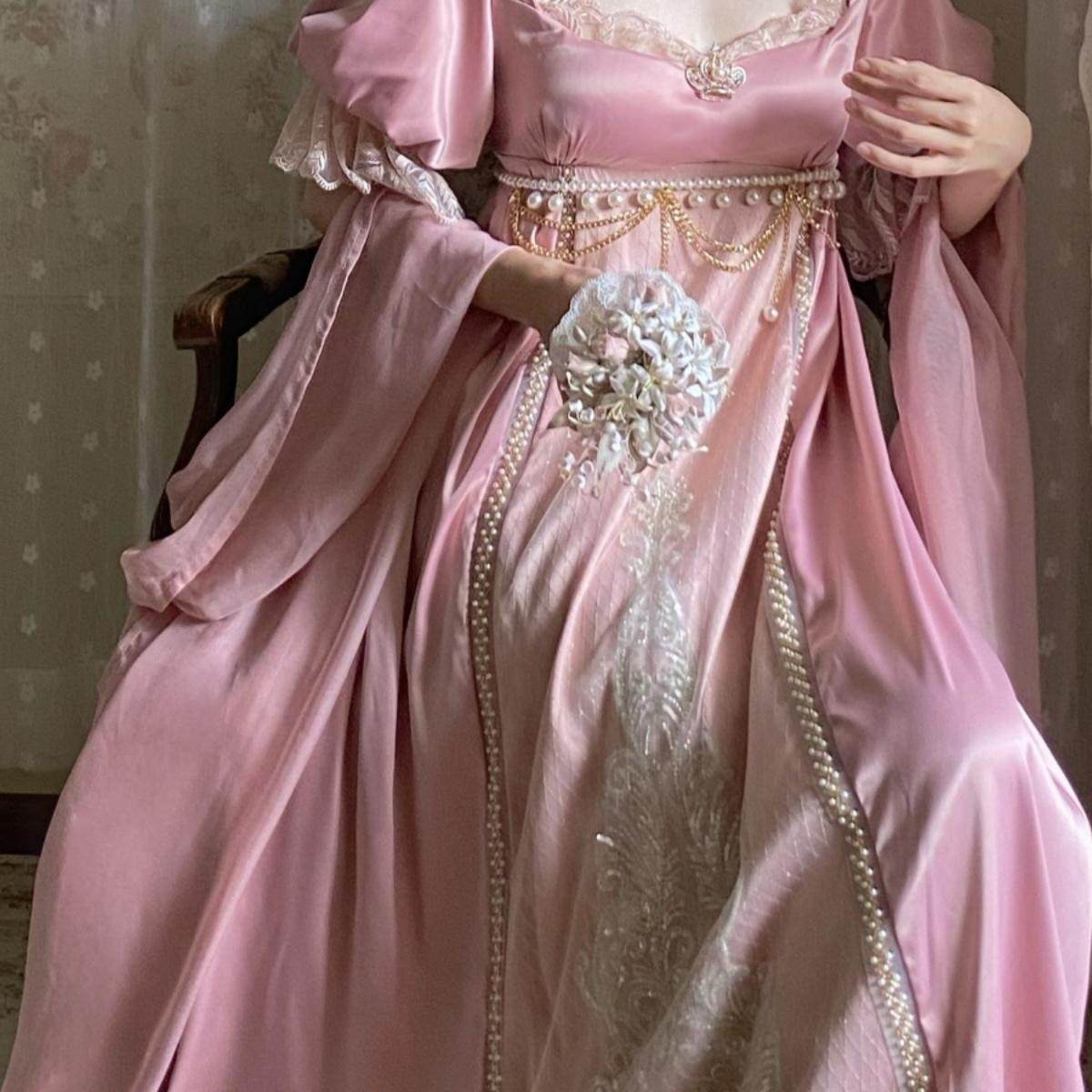 Vintage Imperial Skirt Lolita style nail bead decoration European gorgeous style