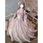 Flower god lolita bride blue evening dress female superfairy temperament princess dress student day coming-of-age ceremony art exam party