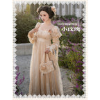 Tail [Little Rose] QUEENSWORDS Imperial Dress Pure Cotton Pavé Embroidered Antique Sense Embroidery