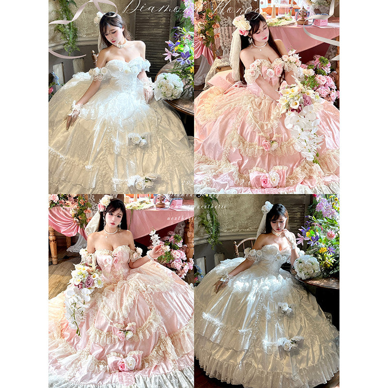 Autumn and winter long dresses, princess style coming-of-age ceremony wedding dresses, engagement toasts