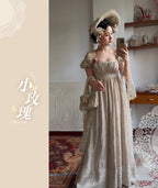 Tail [Little Rose] QUEENSWORDS Imperial Dress Pure Cotton Pavé Embroidered Antique Sense Embroidery