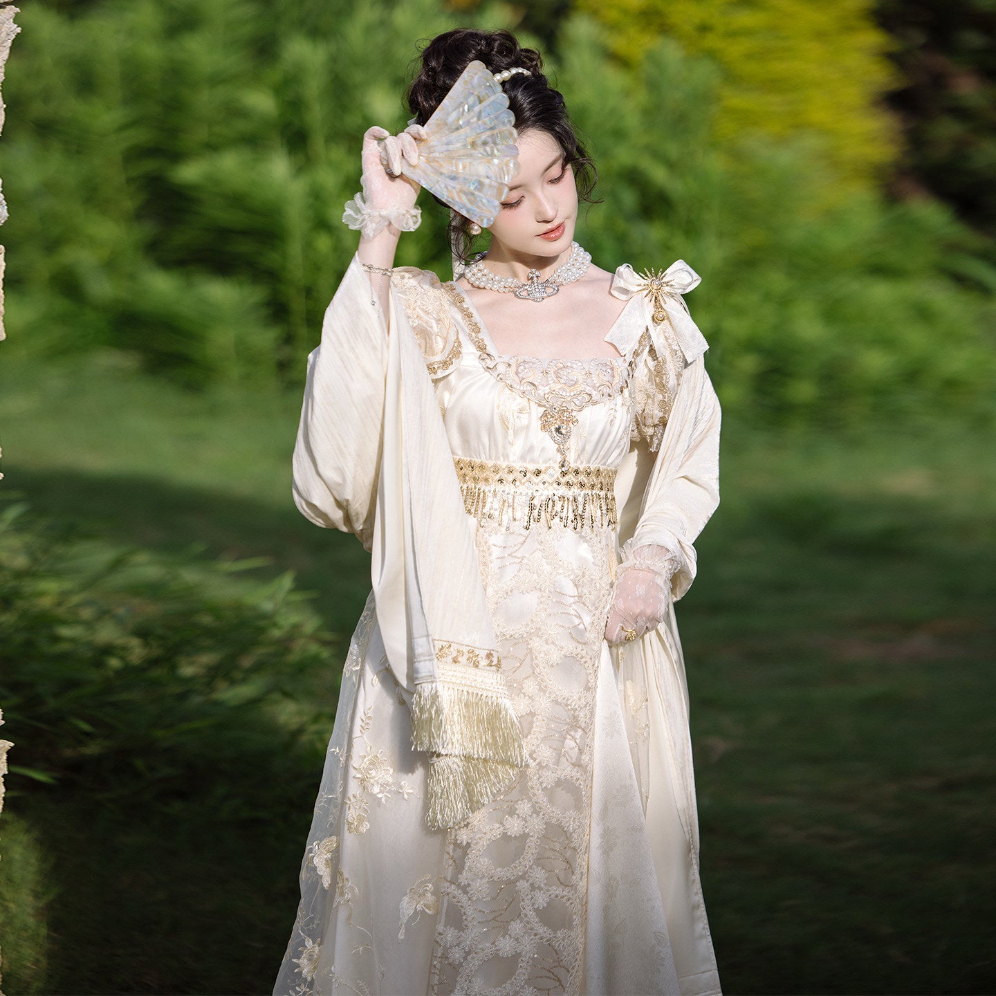 Luna Manor Retro Gorgeous Imperial Dress Elegant Heavy Painting Dress Skirt