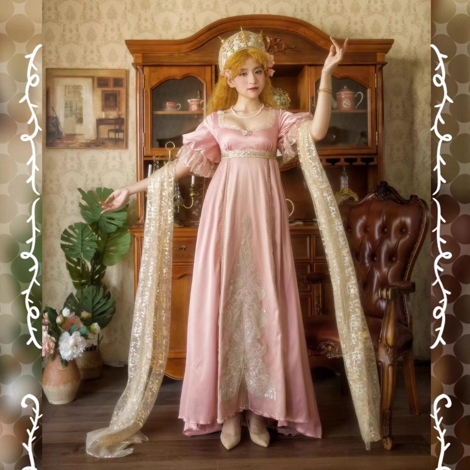 Vintage Imperial Skirt Lolita style nail bead decoration European gorgeous style