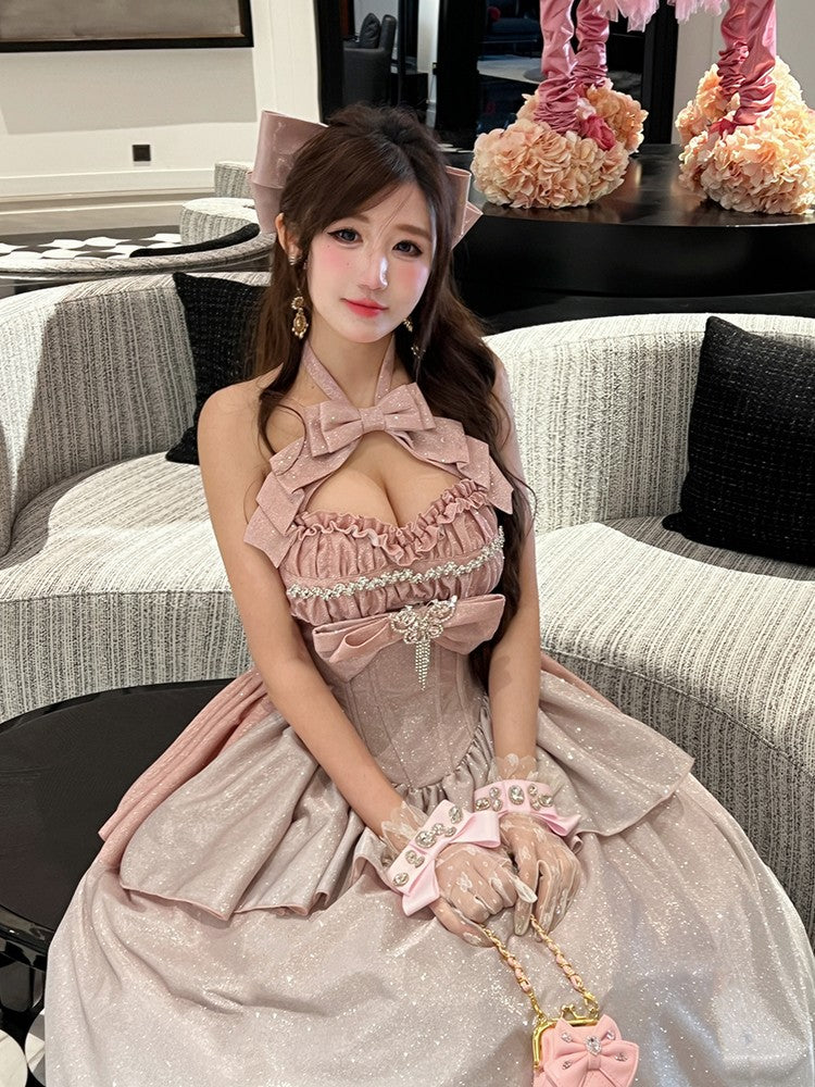 gradient glitter pink rich family daughter style