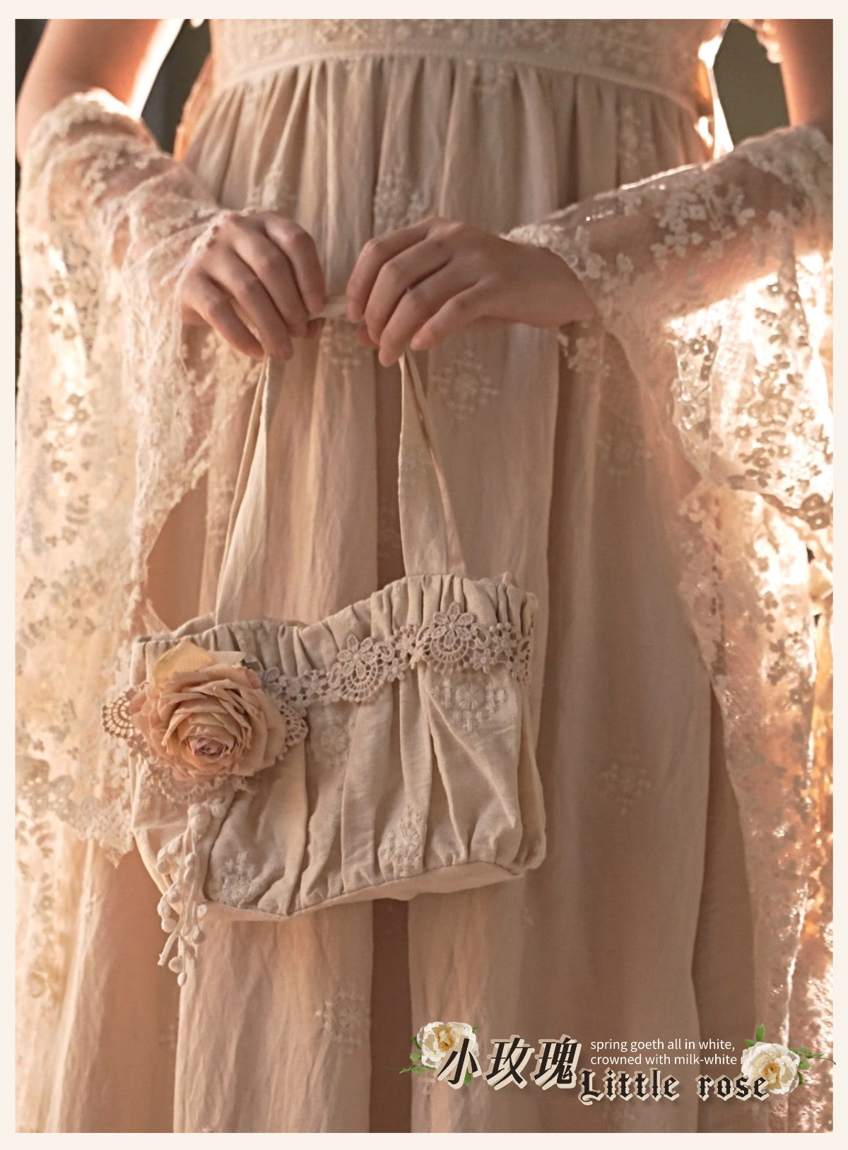 Tail [Little Rose] QUEENSWORDS Imperial Dress Pure Cotton Pavé Embroidered Antique Sense Embroidery