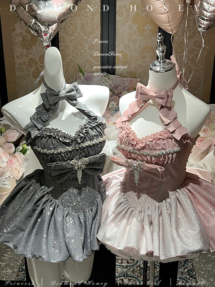 gradient glitter pink rich family daughter style