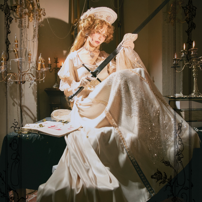 Vintage Imperial Skirt Lolita style nail bead decoration European gorgeous style