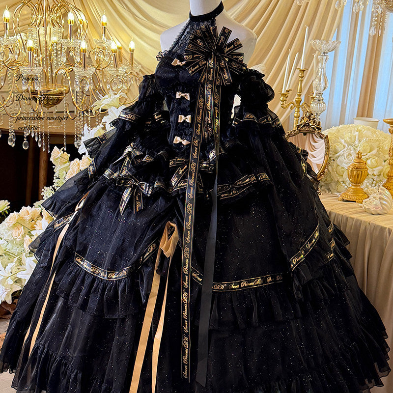 Full style Final [Obsidian Dinner] Gothic Dress Birthday Coming-of-Age Ceremony Evening Dress Long Dress