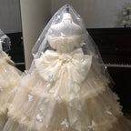 Elegant White Tea Lolita Princess Wedding Dress Romantic Floral Gown