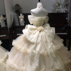 Elegant White Tea Lolita Princess Wedding Dress Romantic Floral Gown