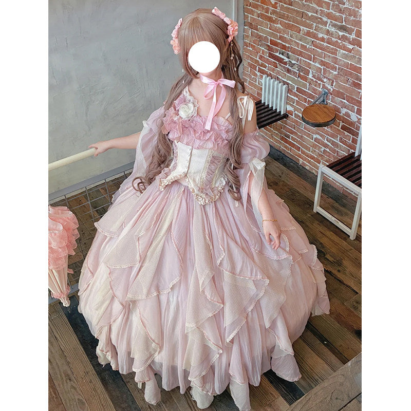 Flower god lolita bride blue evening dress female superfairy temperament princess dress student day coming-of-age ceremony art exam party