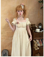 Tail [Little Rose] QUEENSWORDS Imperial Dress Pure Cotton Pavé Embroidered Antique Sense Embroidery