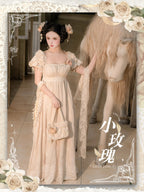 Tail [Little Rose] QUEENSWORDS Imperial Dress Pure Cotton Pavé Embroidered Antique Sense Embroidery
