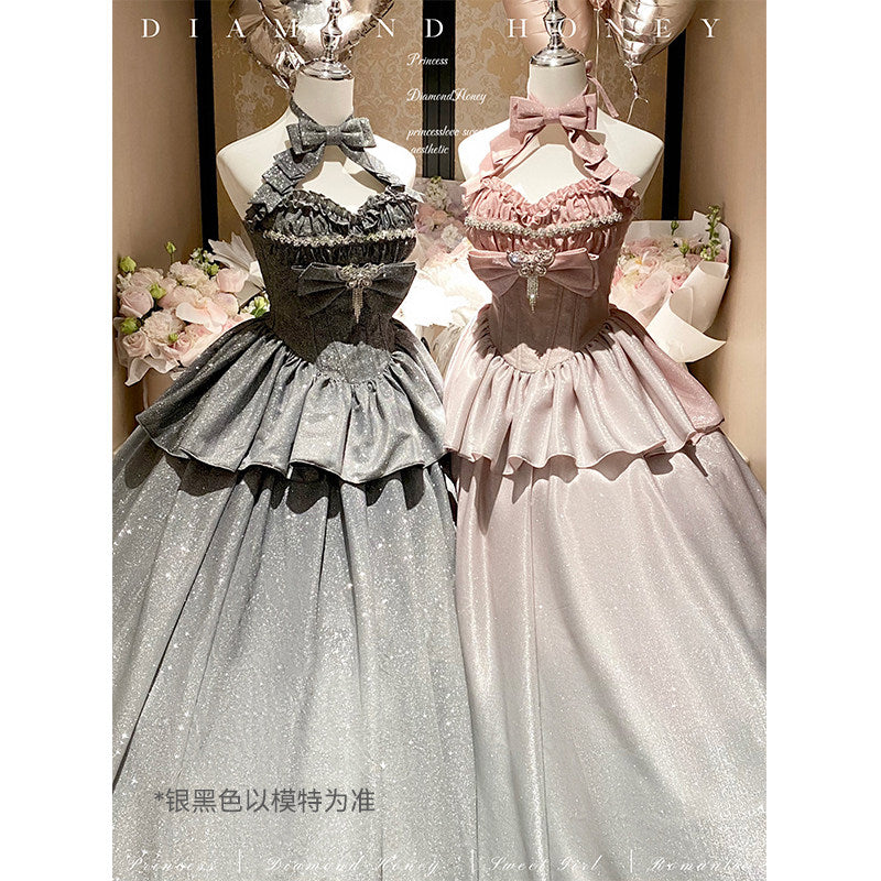 gradient glitter pink rich family daughter style