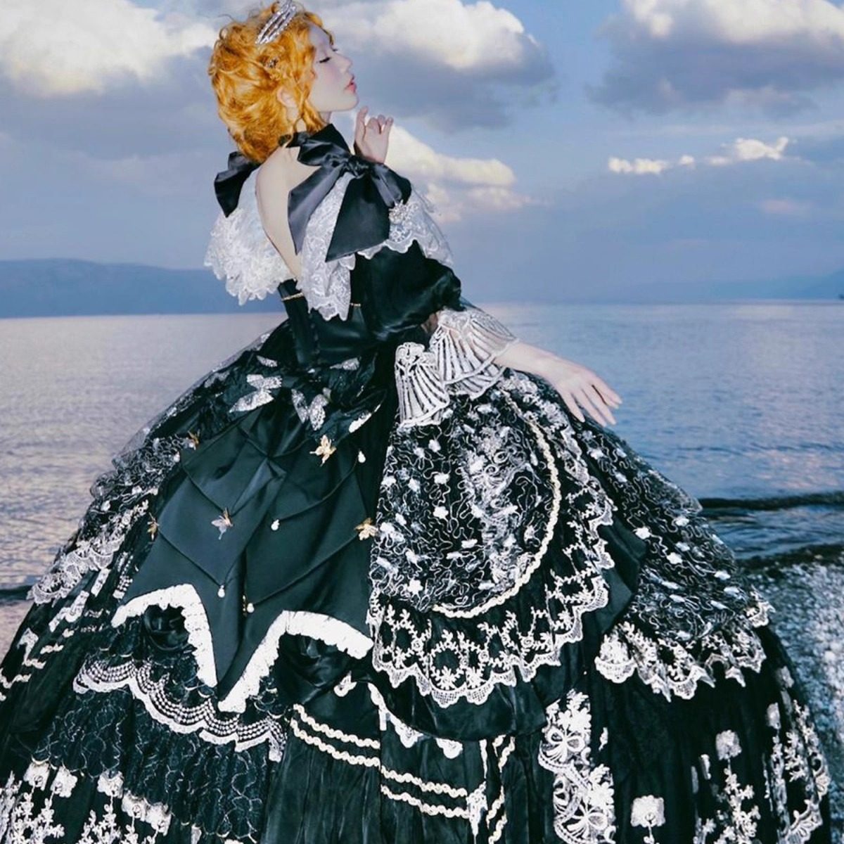 Rococo antique wedding dress French heavy industry vintage classical