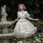 Peach White Tea Elegant Lily of the Valley Lolita OP Dress